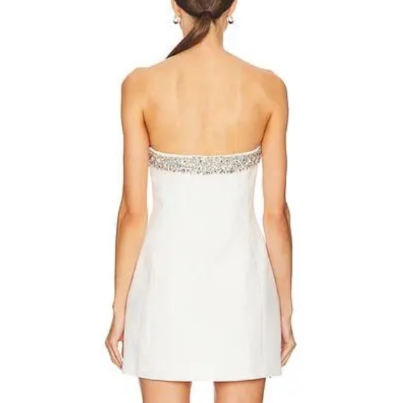 A.L.C. $695 Elsie Embellished Mini Dress - White & Crystal - Picture 3 of 12